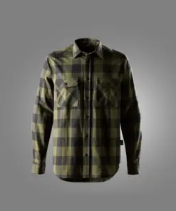 Snickers 8516 Flannel Checked Long Sleeve Shirt in Khaki Green/Black