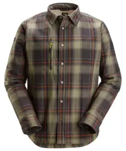 Snickers 8522 AllroundWork Insulated Shirt in Khaki Green/Black