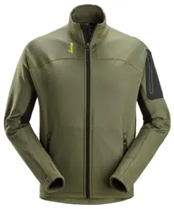 Snickers 9438 Body Mapping Micro Fleece Jacket in Khaki Green/Black