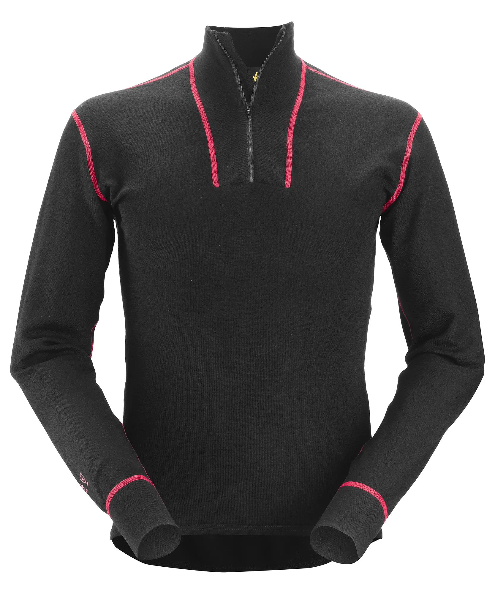 Snickers 9462 ProtecWork Half Zip Wool Long Sleeve Shirt in Black