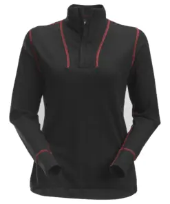 Snickers 9476 ProtecWork Women's Half Zip Wool Long Sleeve Shirt in Black