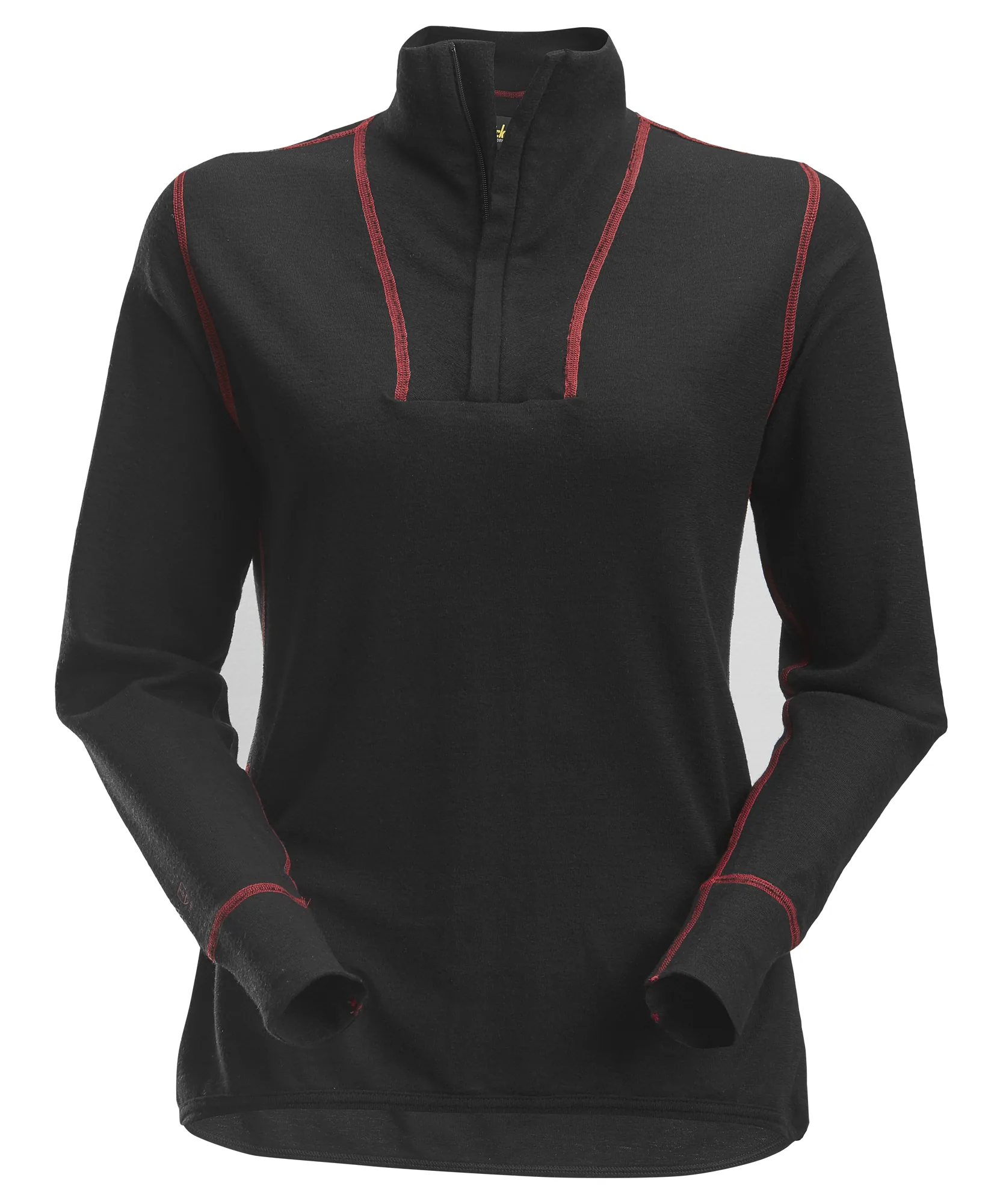 Snickers 9476 ProtecWork Women's Half Zip Wool Long Sleeve Shirt in Black