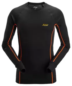 Snickers 9480 Merino Base Layer Stay Warm Top in Black/Anthracite Melange