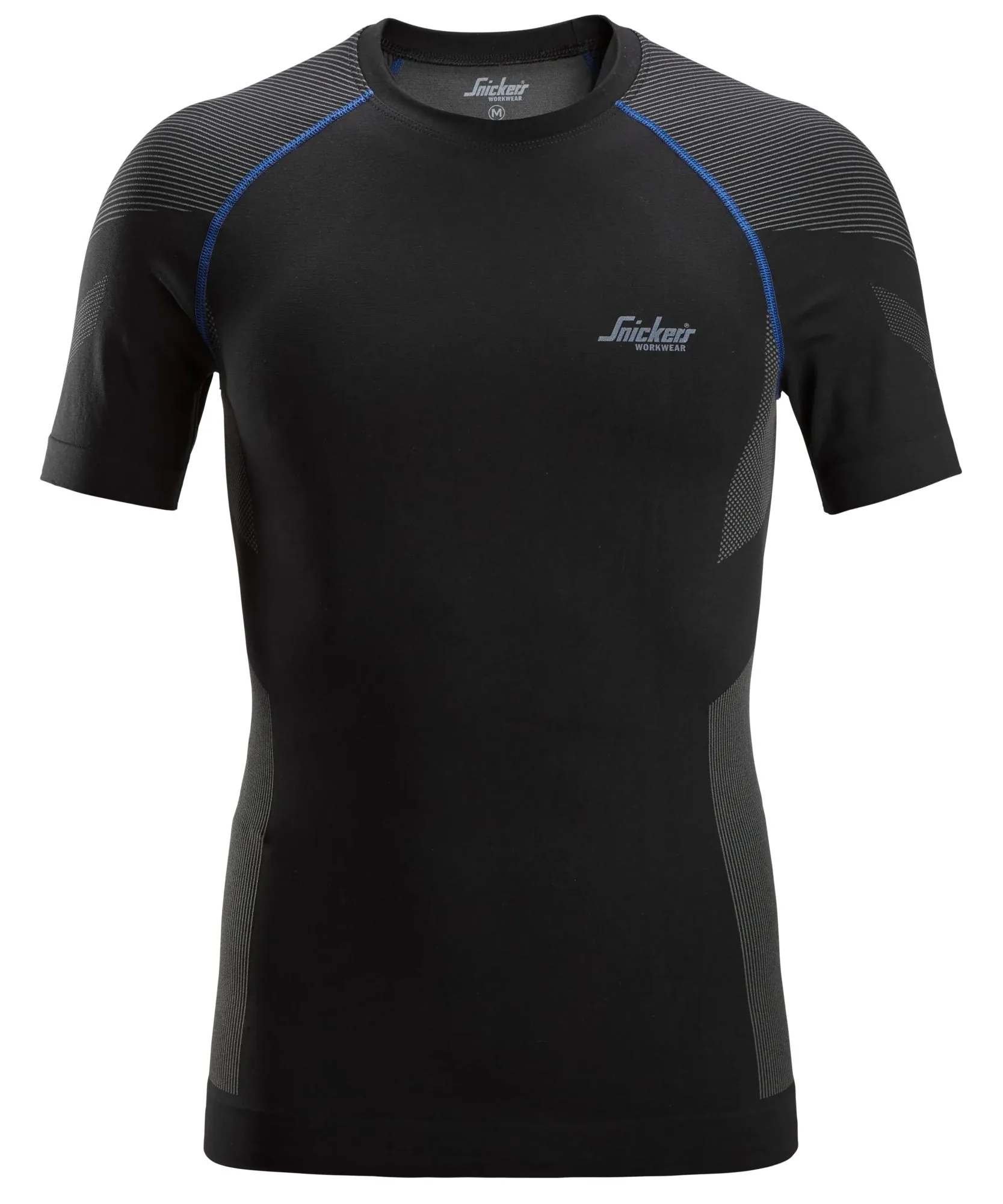 Snickers 9490 Seamless Base Layer In Motion Short Sleeve Top in Black/Grey