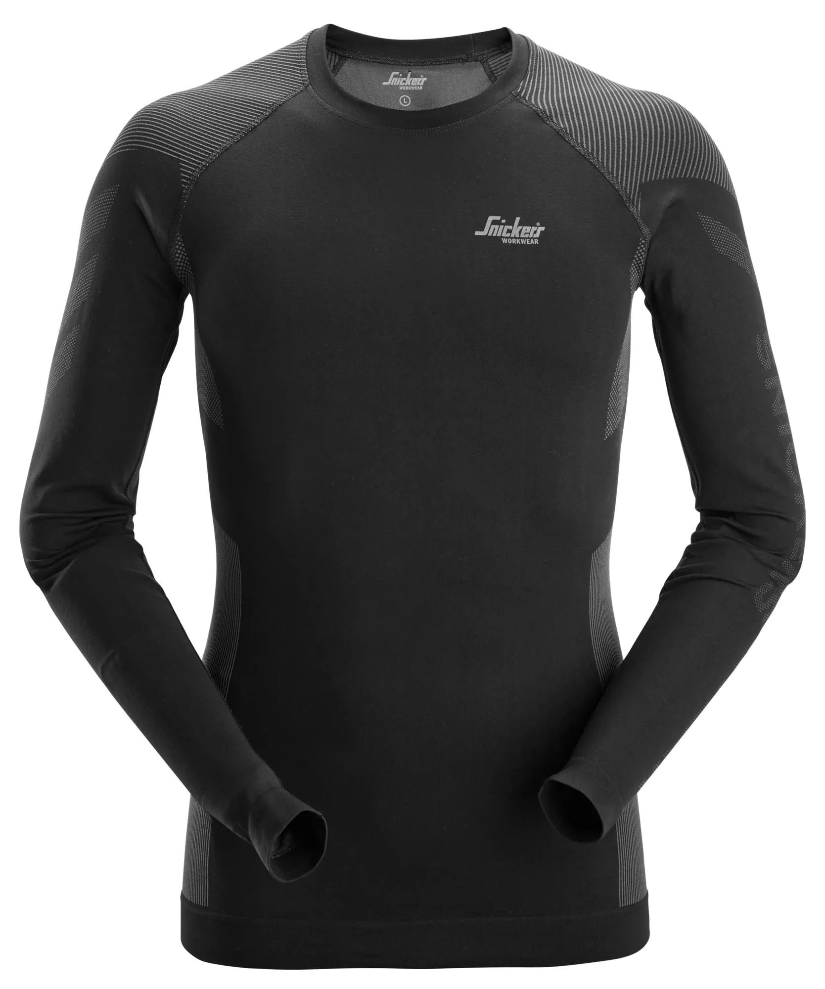 Snickers 9491 Seamless Base Layer In Motion Top in Black/Grey